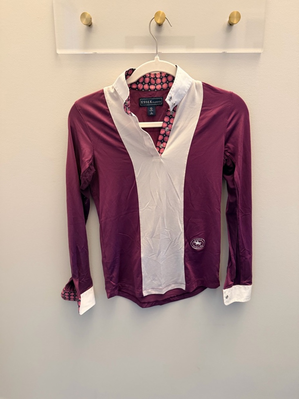 Essex Classics Burgundy & White Equestrian show shirt